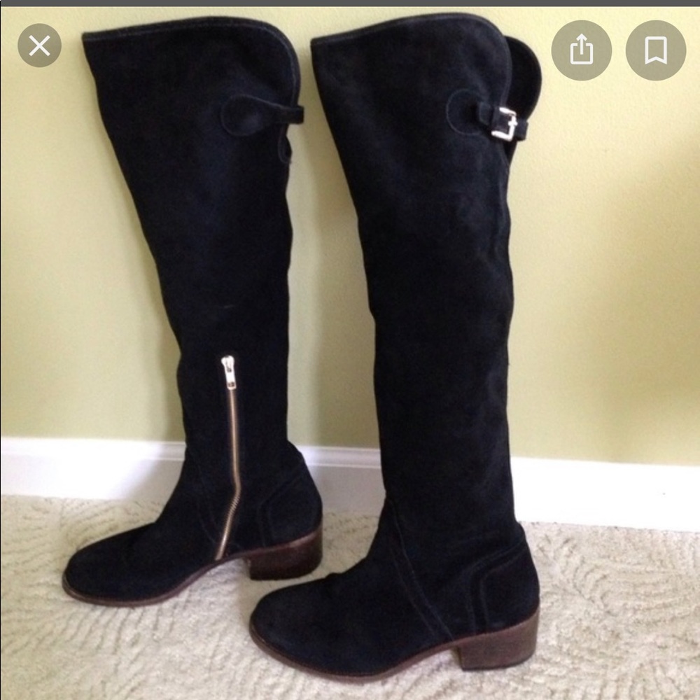 Black Suede Coach boots 2 inch heel. 23” total - Picture 1 of 1